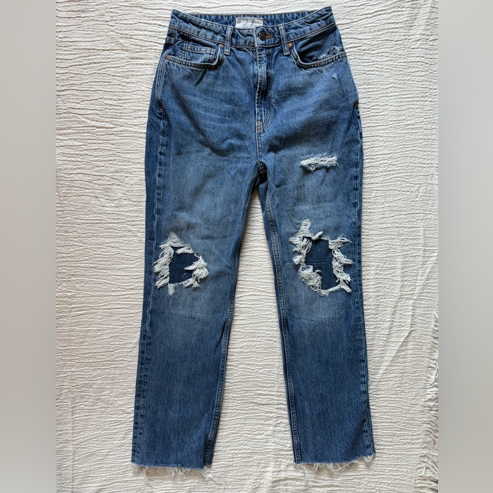 We The Free (Free People) High Rise Distressed Blue Jeans